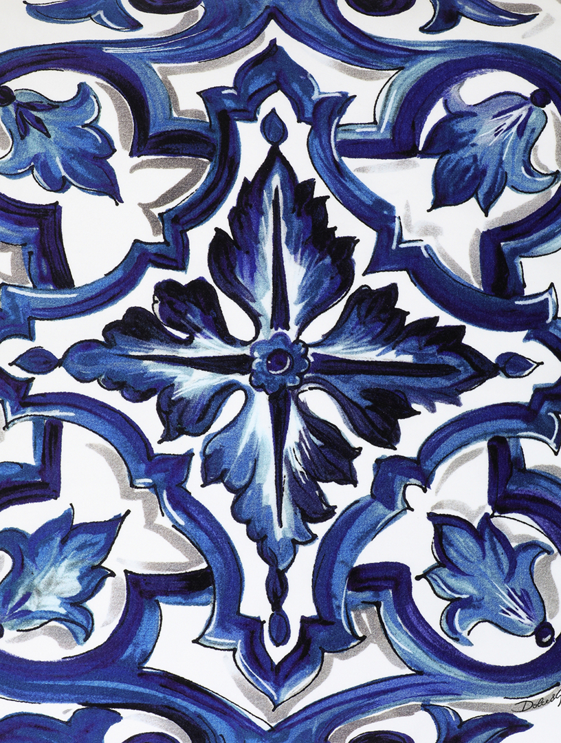 Blue Mediterraneo Velvet Cushion, 30-Inch