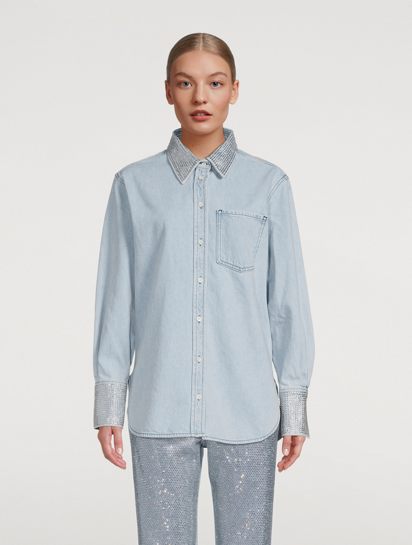 Embellished Oversized Denim Shirt