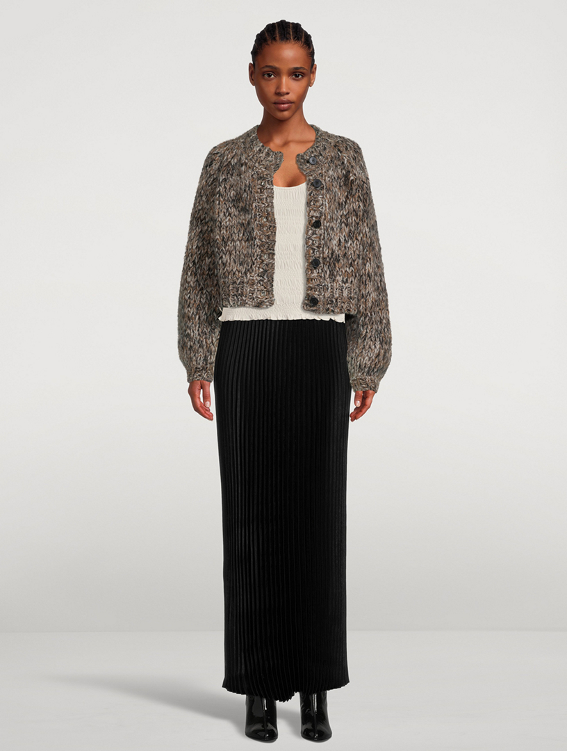 Plissé Satin Maxi Skirt