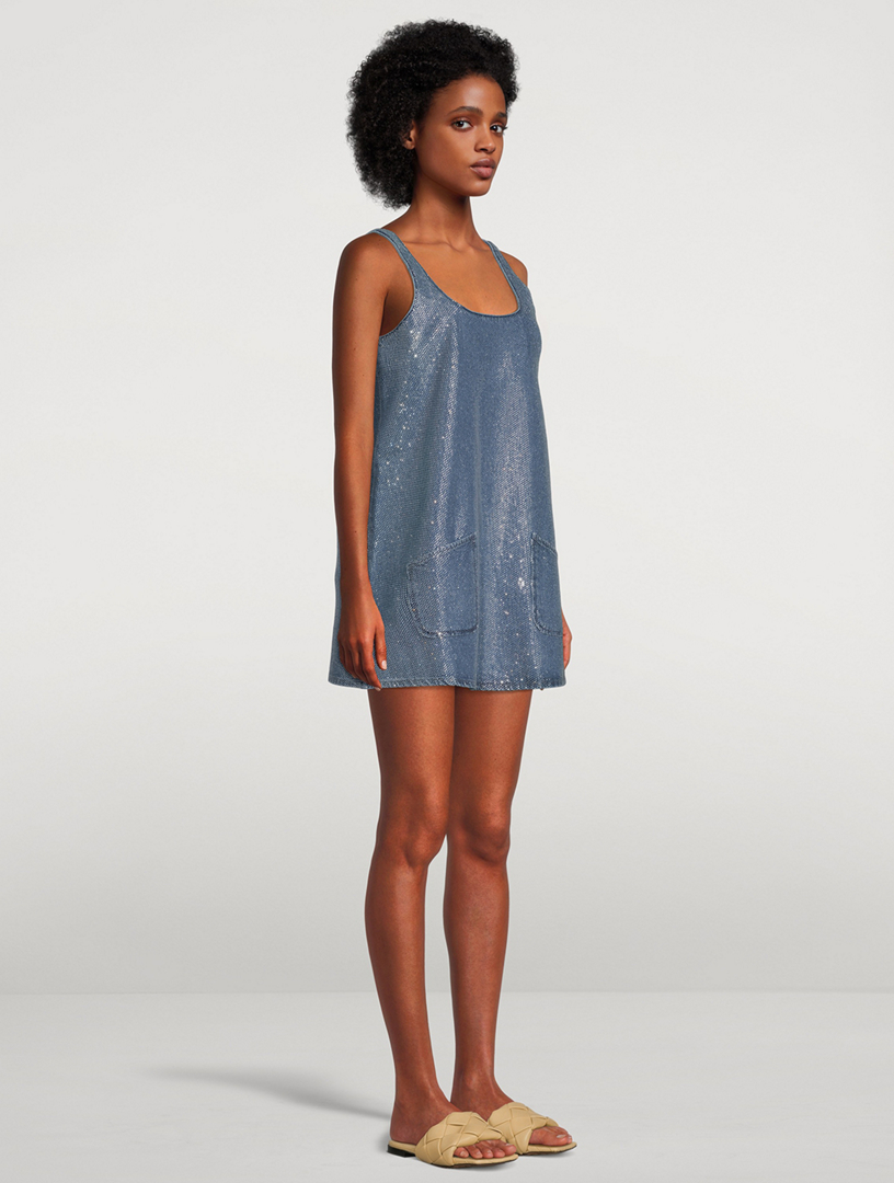 navy blue dress for baby girl Paris Crytal and Sheer Fringe Mini Dress (More Colors) main image 0