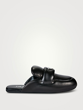 Padded Leather Loafer Mules
