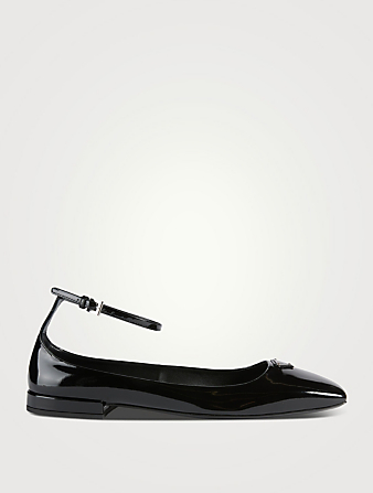 Patent Leather Ankle-Strap Ballet Flats