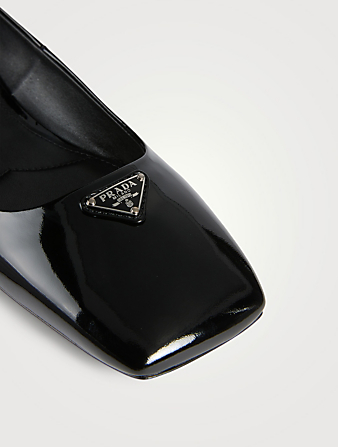 PRADA Patent Leather Ankle-Strap Ballet Flats  Black