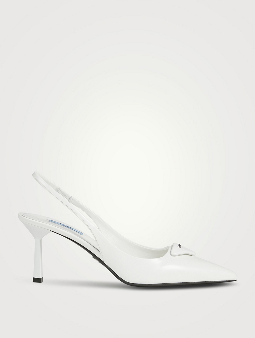 Brushed Leather Slingback Pumps