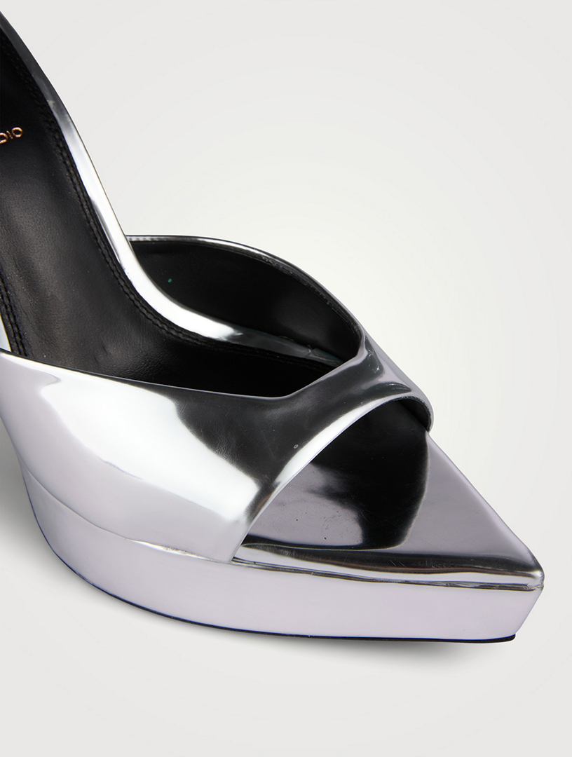 Tamara Metallic Leather Platform Mules