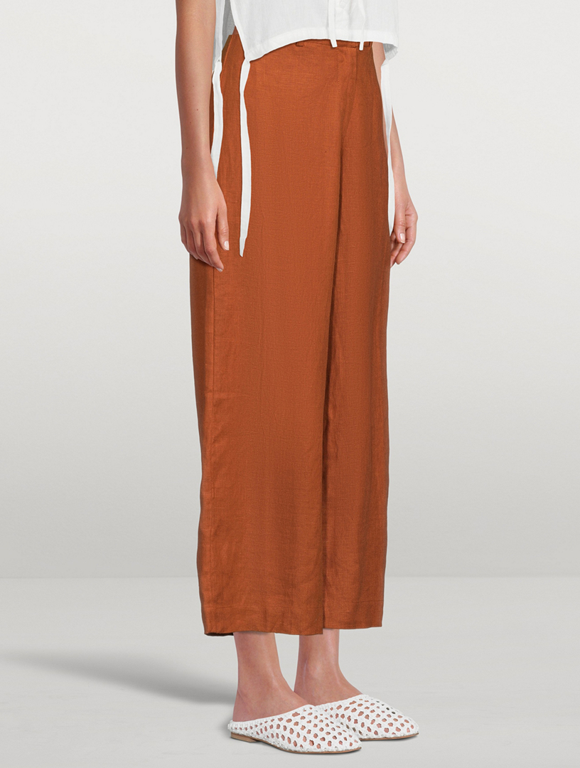 Louise Linen High-Waisted Wide Pants