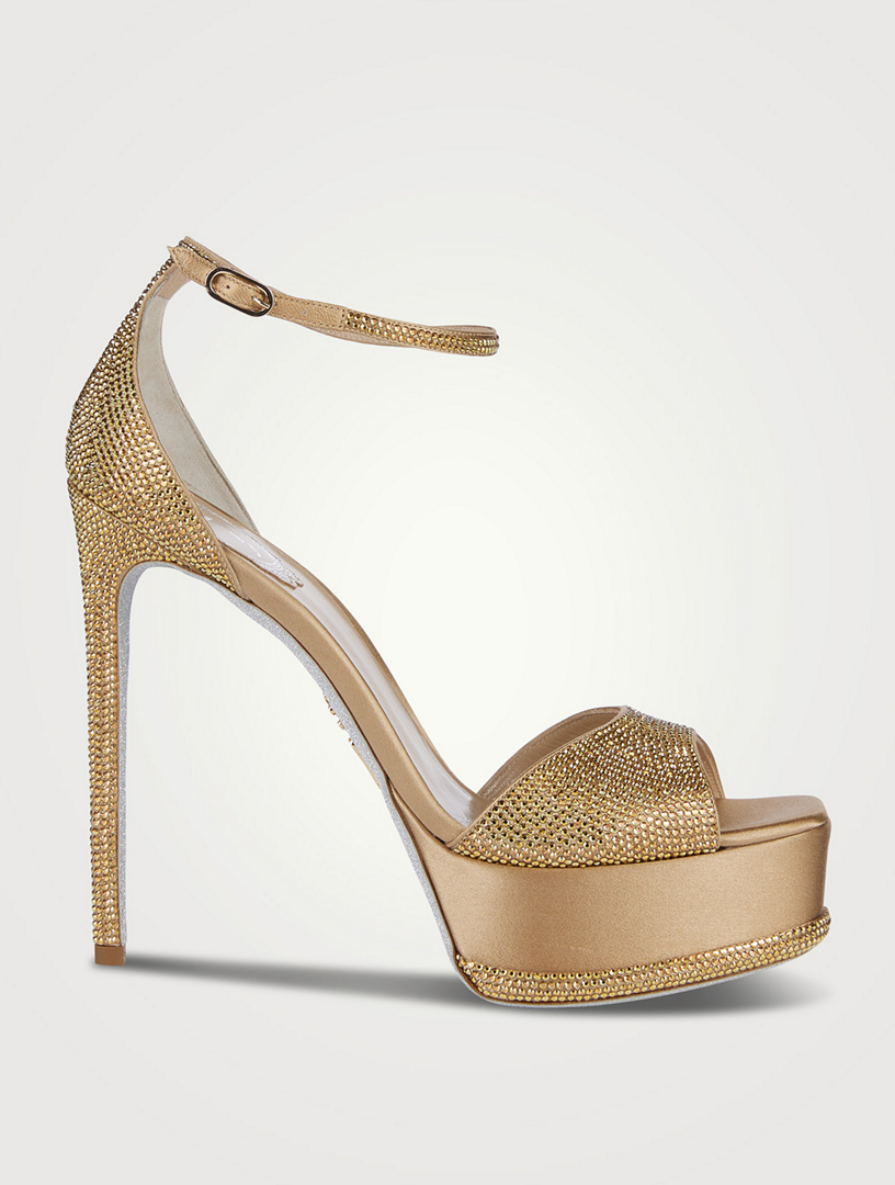 RENE CAOVILLA Crystal Satin Platform Sandals Holt Renfrew