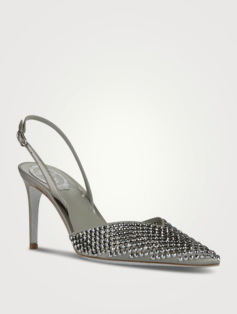 Ginger Crystal Leather Slingback Pumps