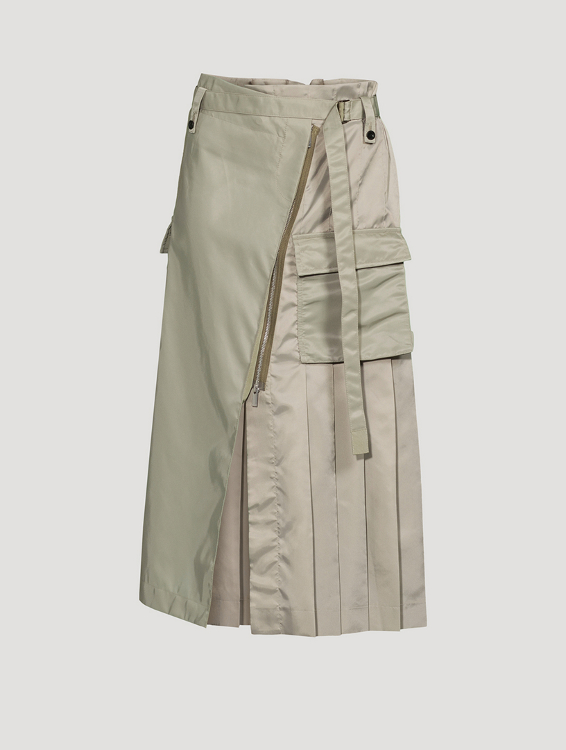 SACAI Nylon Twill Pleated Midi Skirt | Holt Renfrew