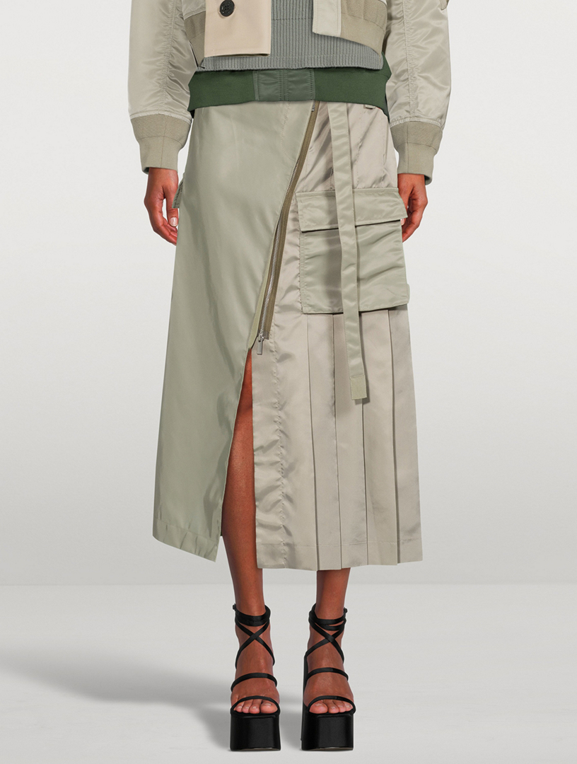 SACAI Nylon Twill Pleated Midi Skirt | Holt Renfrew