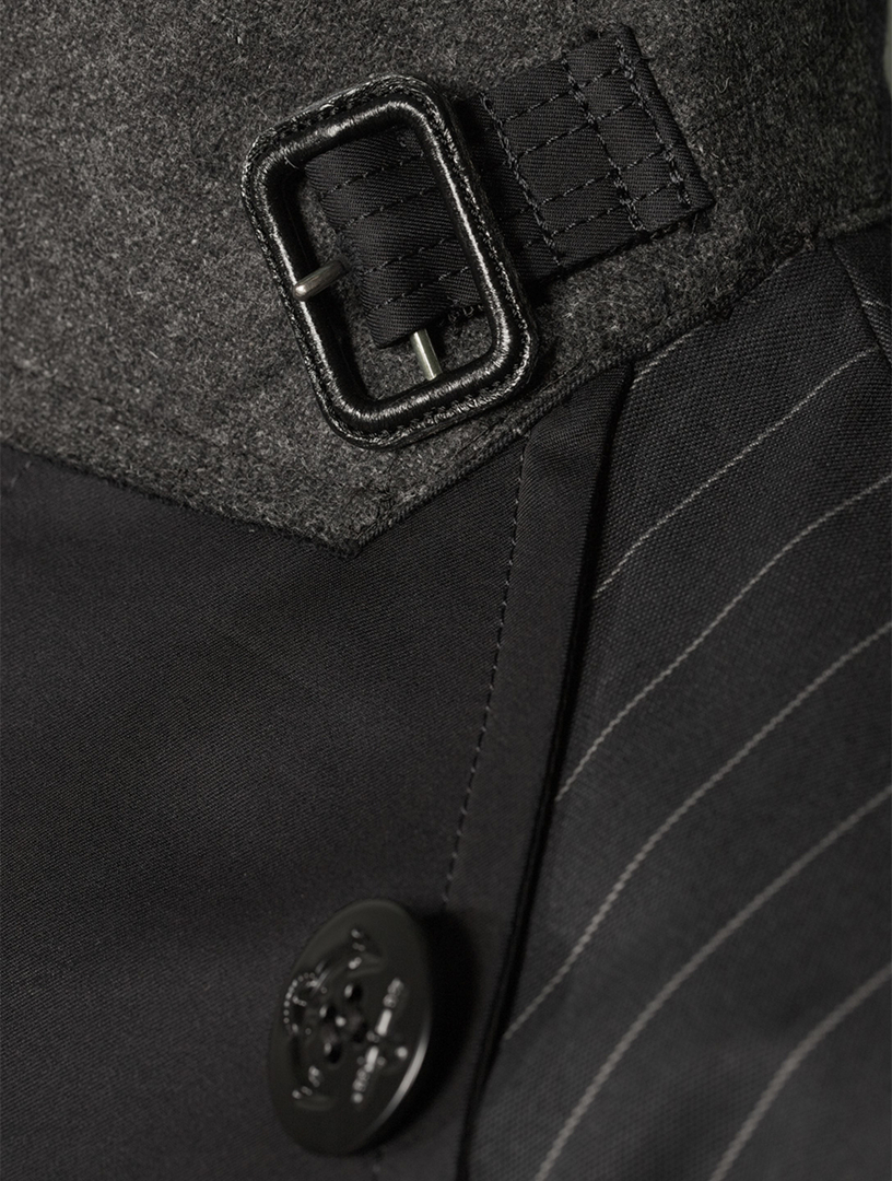 Belted Blazer Chalk Stripe Print