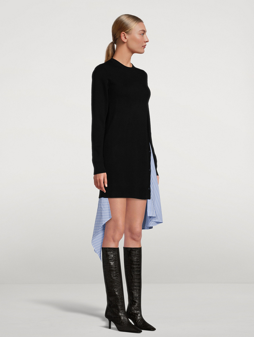 naadam asymmetrical turtleneck dress NAADAM Signature Cashmere Turtleneck Dress with Slits in Navy main image 1