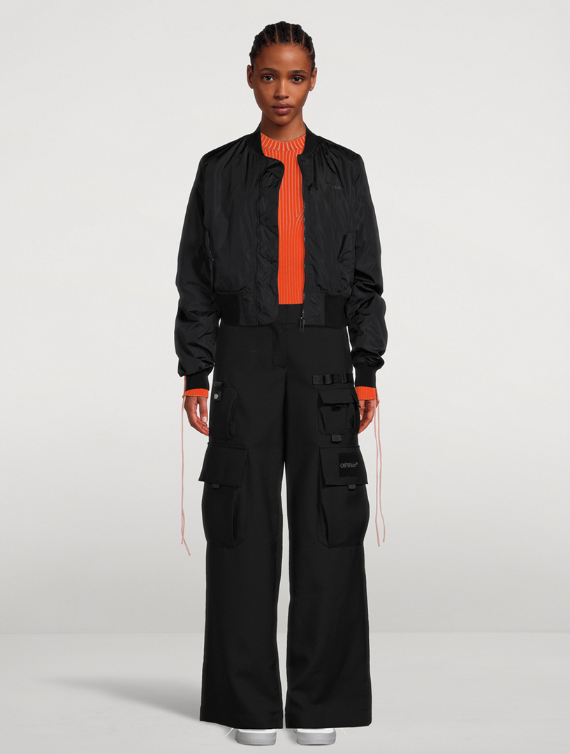 Wide-Leg Wool Cargo Pants