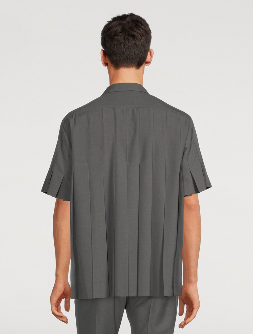 SACAI Pleated Short-Sleeve Suiting Shirt | Holt Renfrew