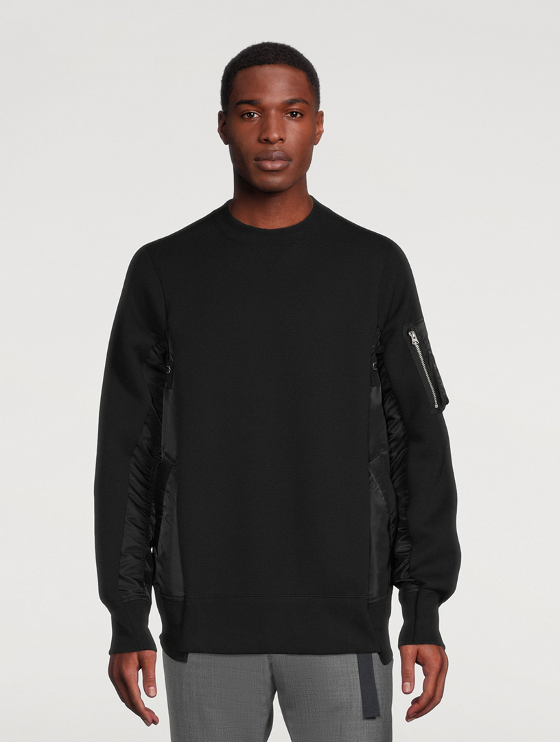 SACAI Sponge Sweat And Nylon Twill Sweatshirt | Holt Renfrew