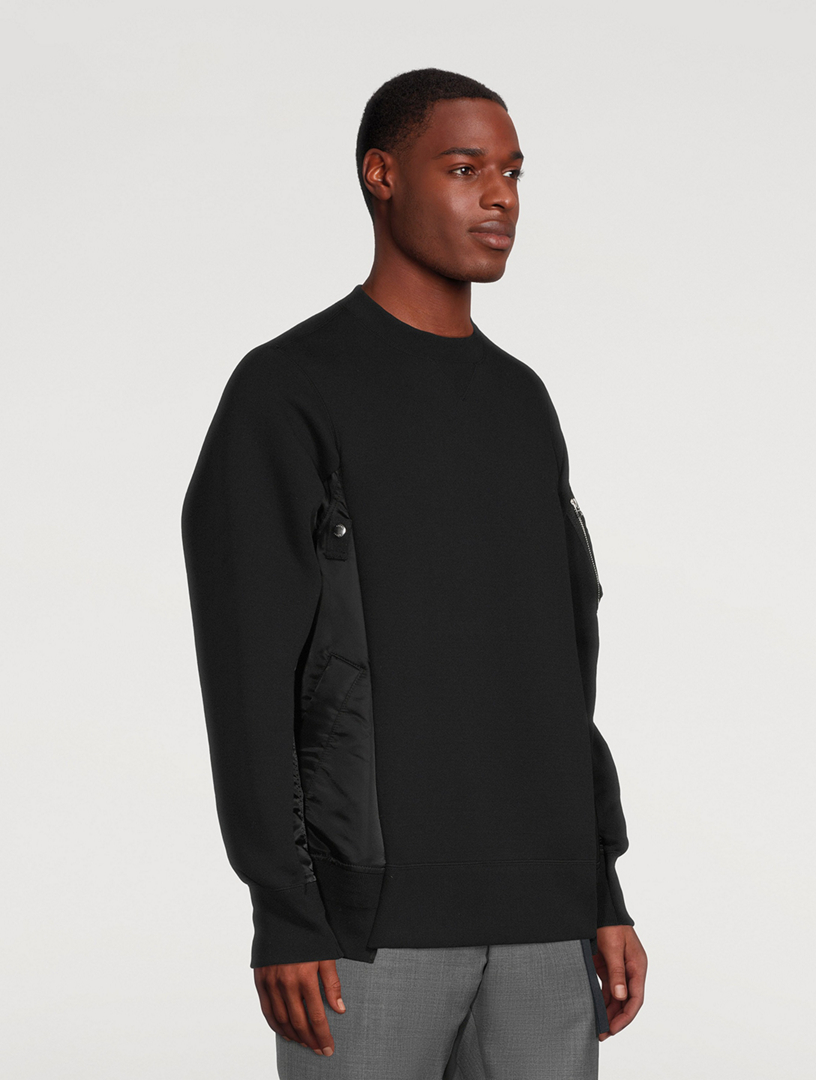 SACAI Sponge Sweat And Nylon Twill Sweatshirt | Holt Renfrew