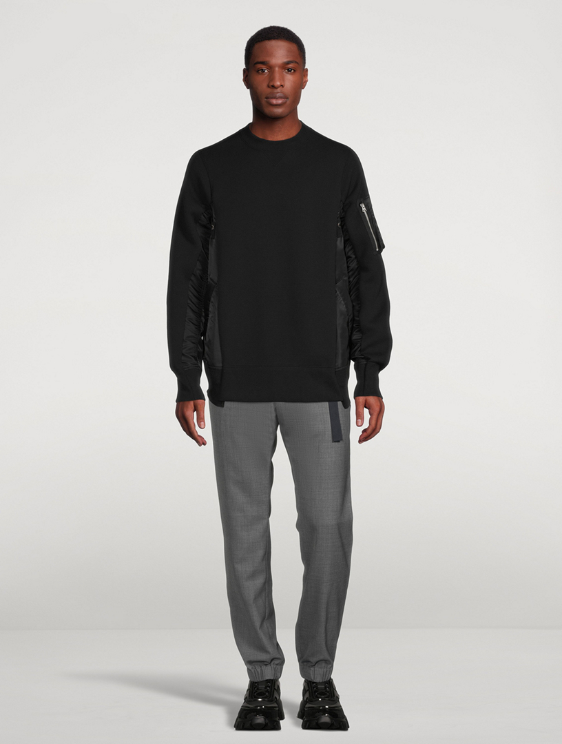 SACAI Sponge Sweat And Nylon Twill Sweatshirt | Holt Renfrew