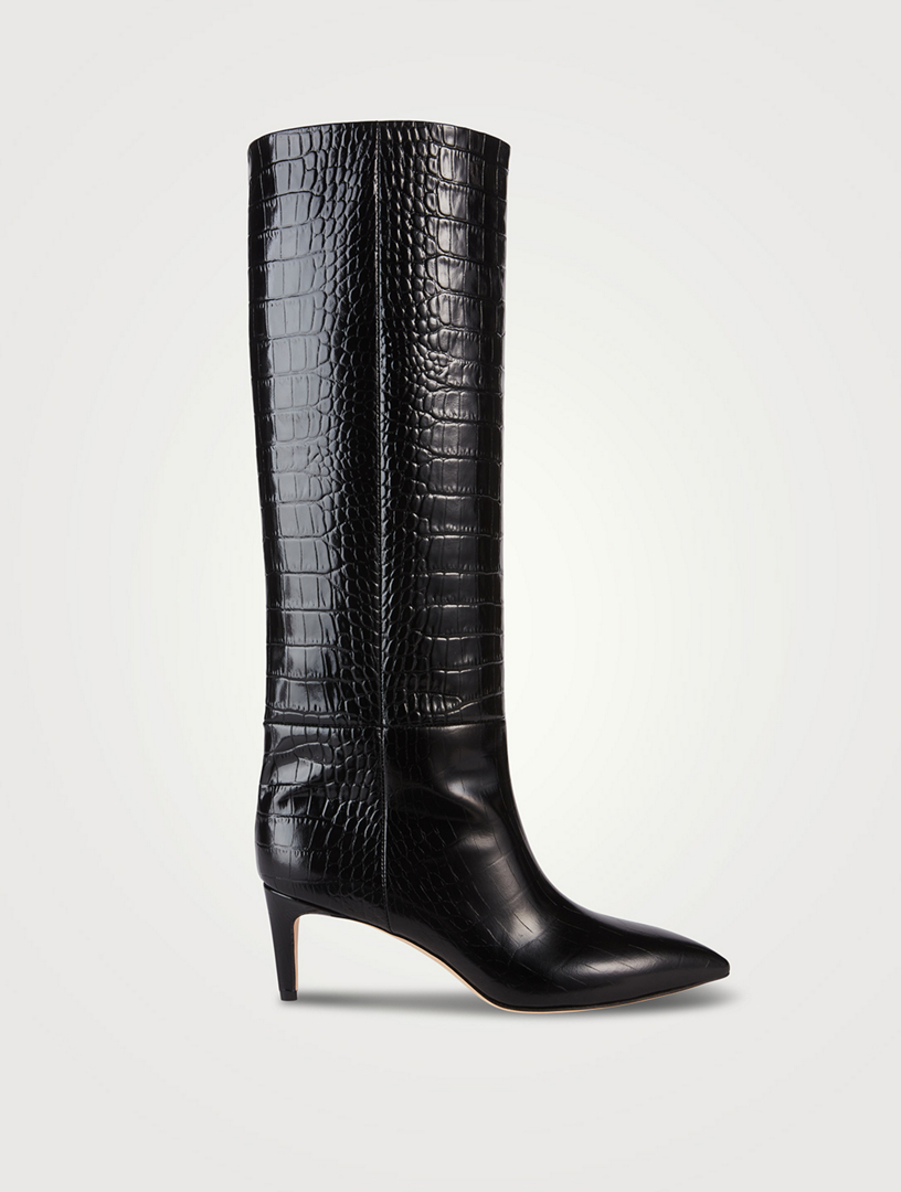 Croc embossed knee outlet high boots