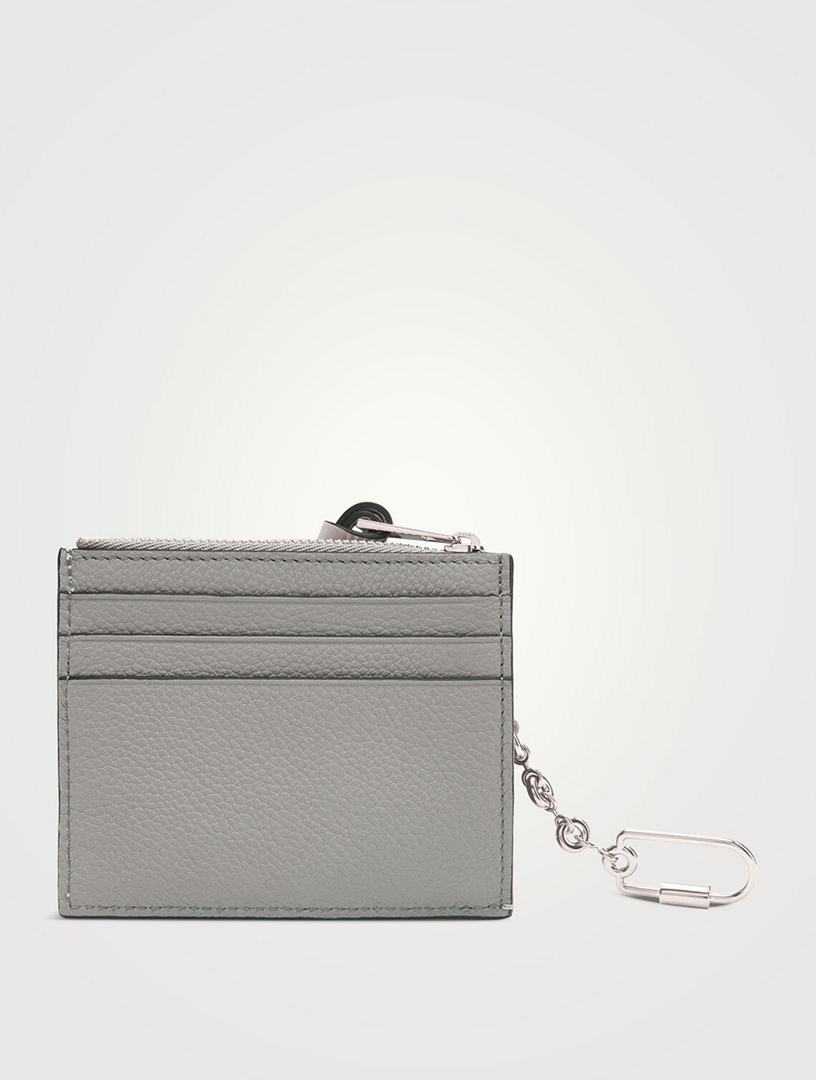 Grainy Leather TB Compact Wallet in Light Grey Melange - Women