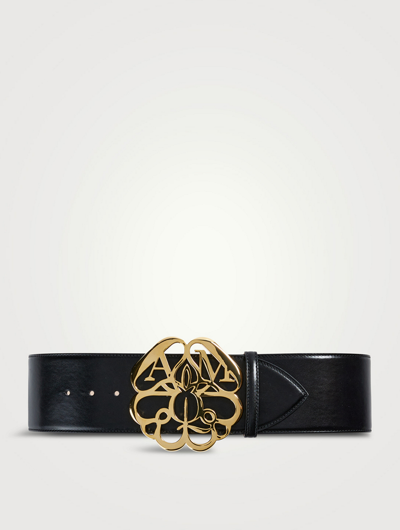 ALEXANDER MCQUEEN Leather Belt With Seal Buckle Holt Renfrew