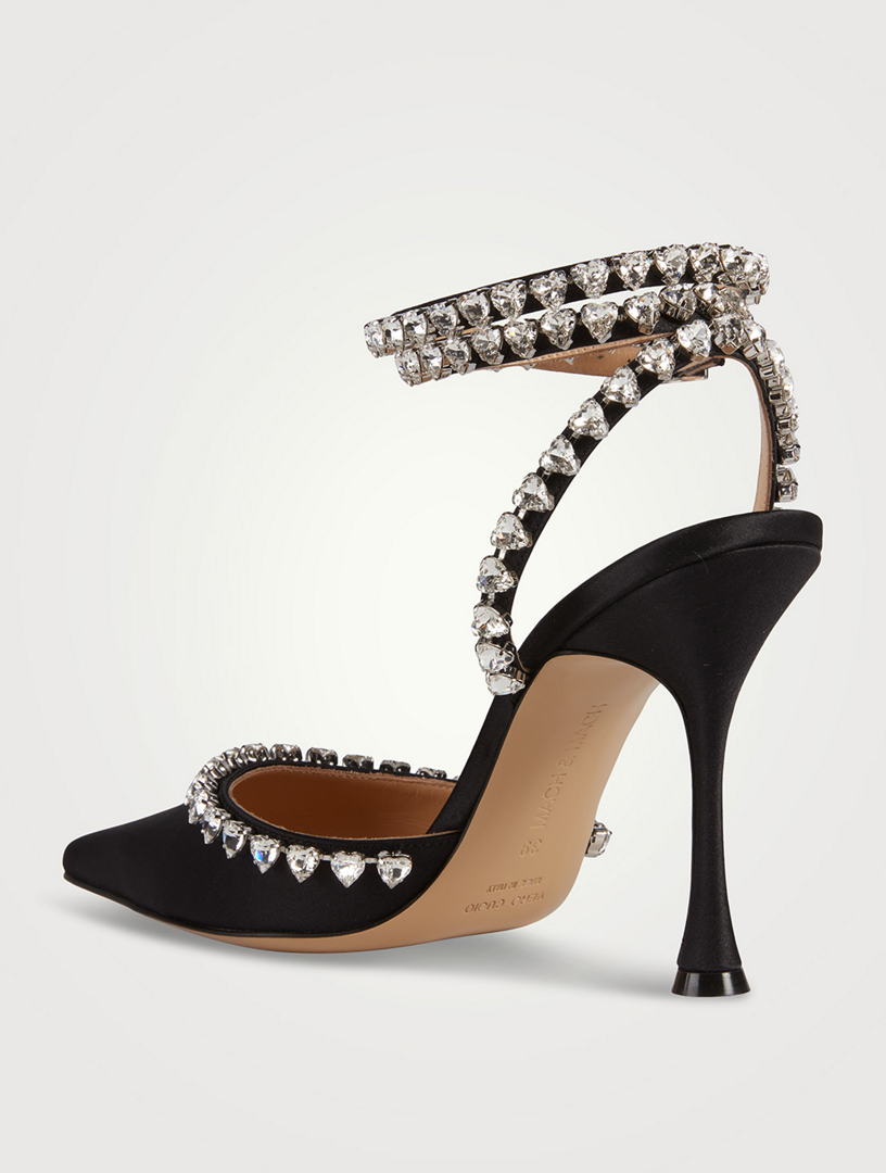 MACH & MACH Audrey Crystal Heart Satin Pumps | Holt Renfrew