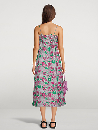 3D Jacquard Floral Midi Dress