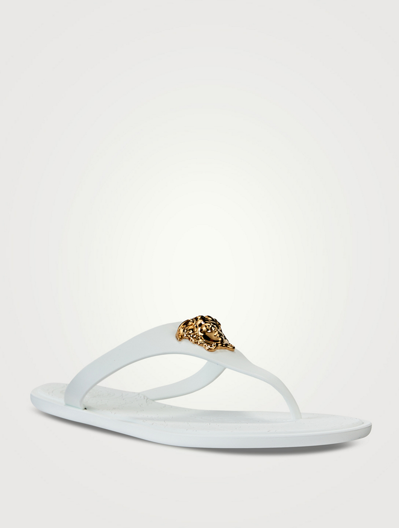 Medusa leather thong sandals in black - Versace