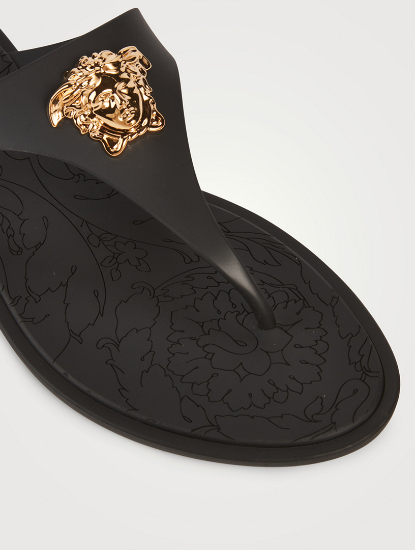 Buy Versace Medusa Thong Sandals In White - Nero & Oro At 43% Off