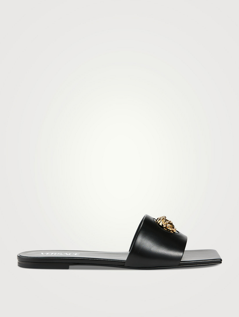 VERSACE La Medusa Leather Slide Sandals | Holt Renfrew
