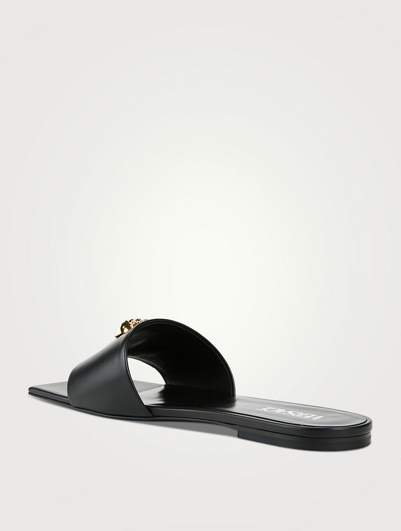 VERSACE La Medusa Leather Slide Sandals | Holt Renfrew