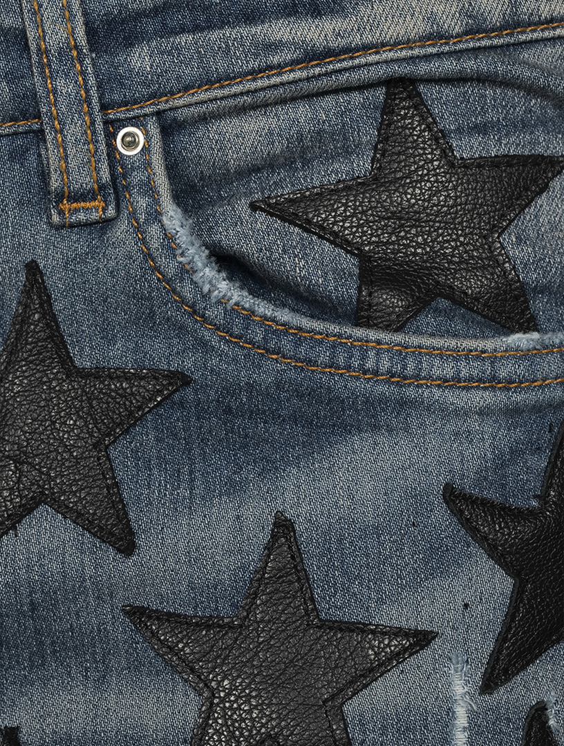 AMIRI Chemist Skinny Jeans With Leather Stars | Holt Renfrew