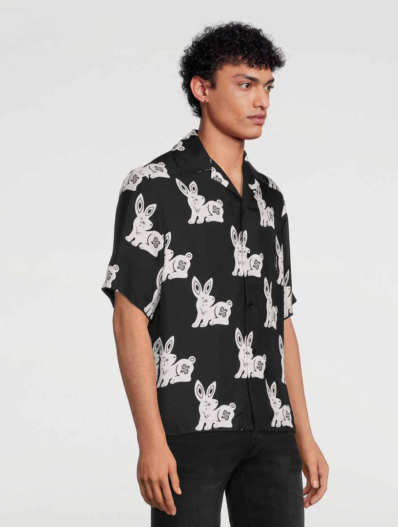 Lunar New Year Rabbit Silk Bowling Shirt
