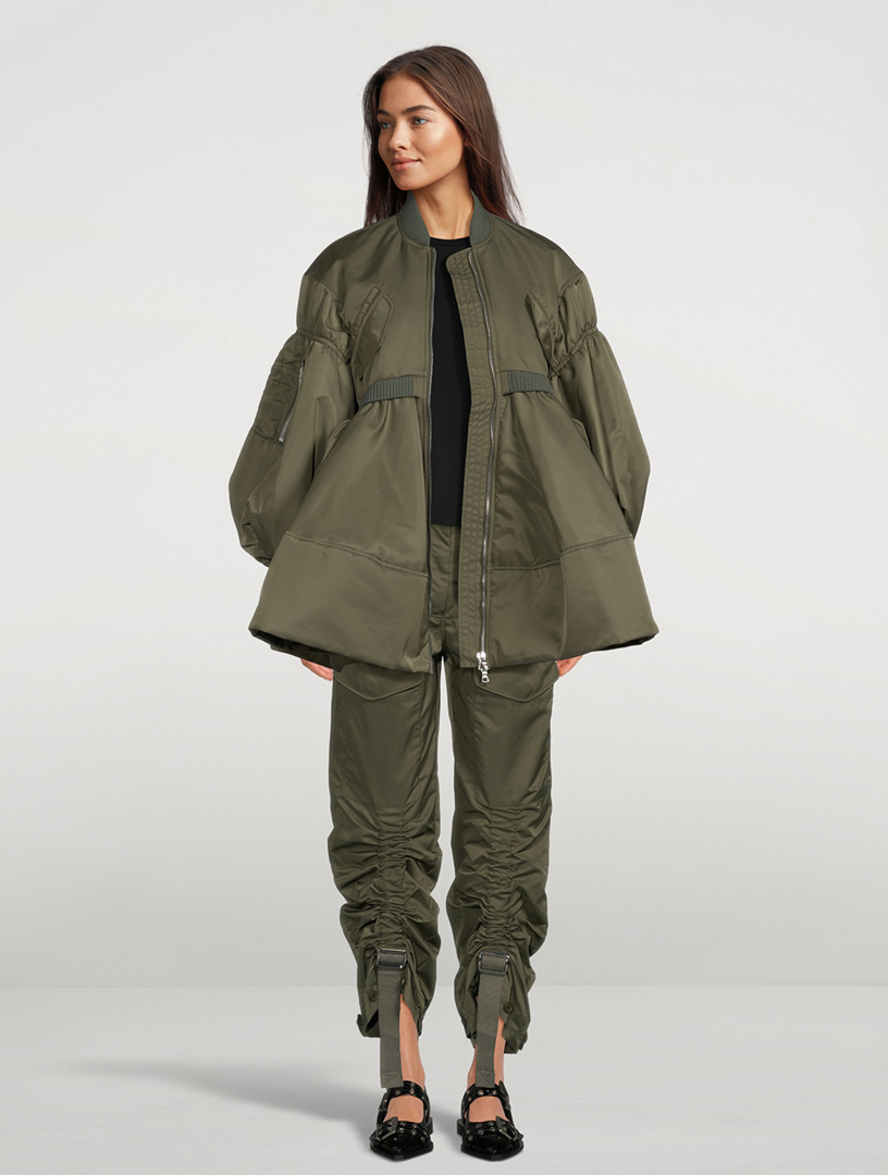 Puff-Sleeve Bomber Coat