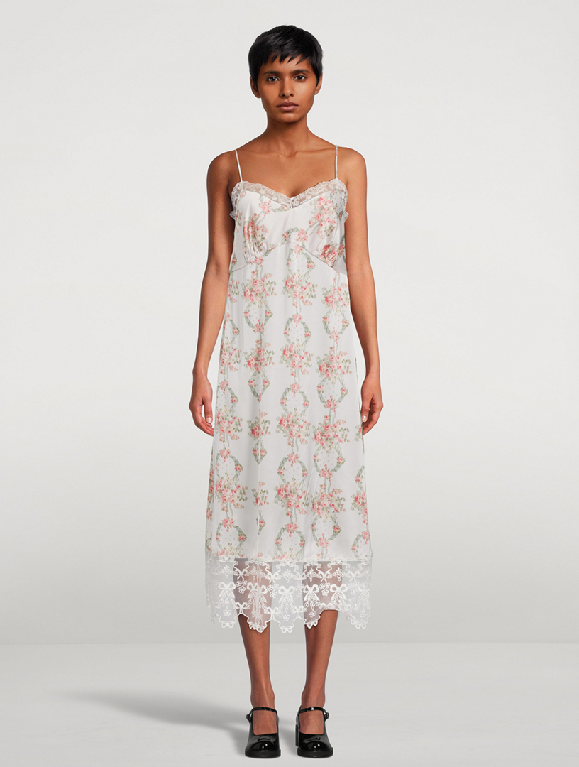 SIMONE ROCHA Lace-Trimmed Slip Dress In Wreath Print | Holt Renfrew 