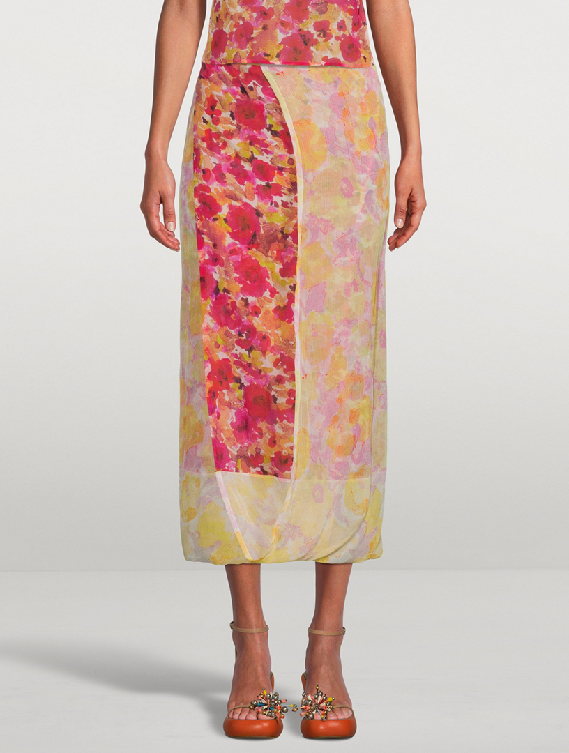 DRIES VAN NOTEN Spa Silk Wrap Skirt In Floral Print | Holt Renfrew