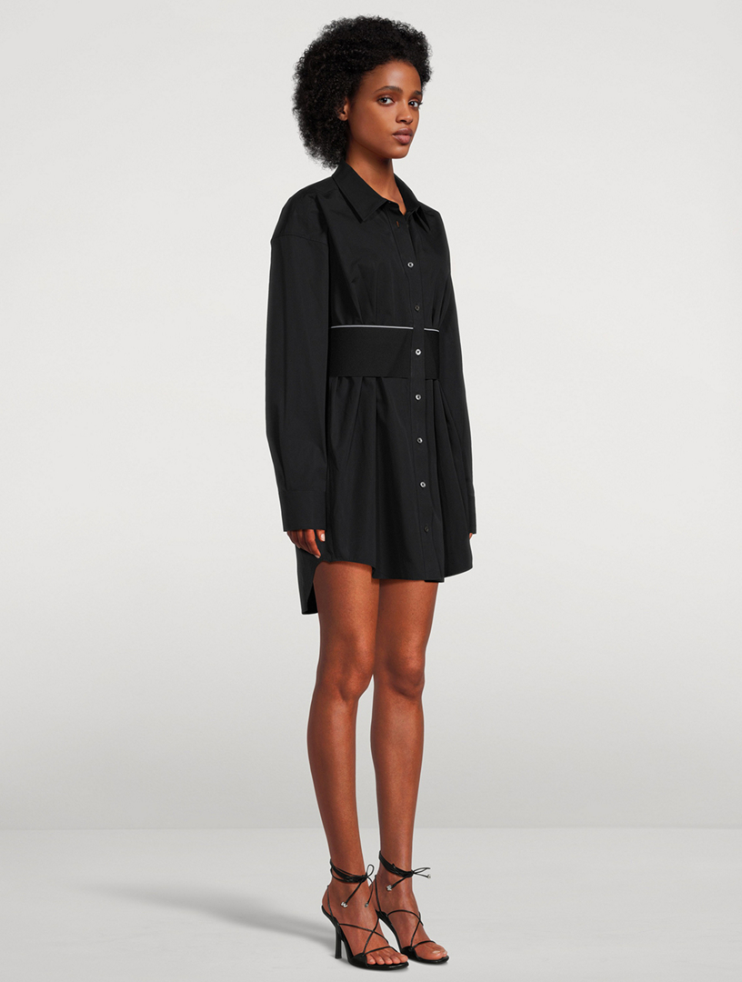 Logo-Elastic Poplin Shirt Dress