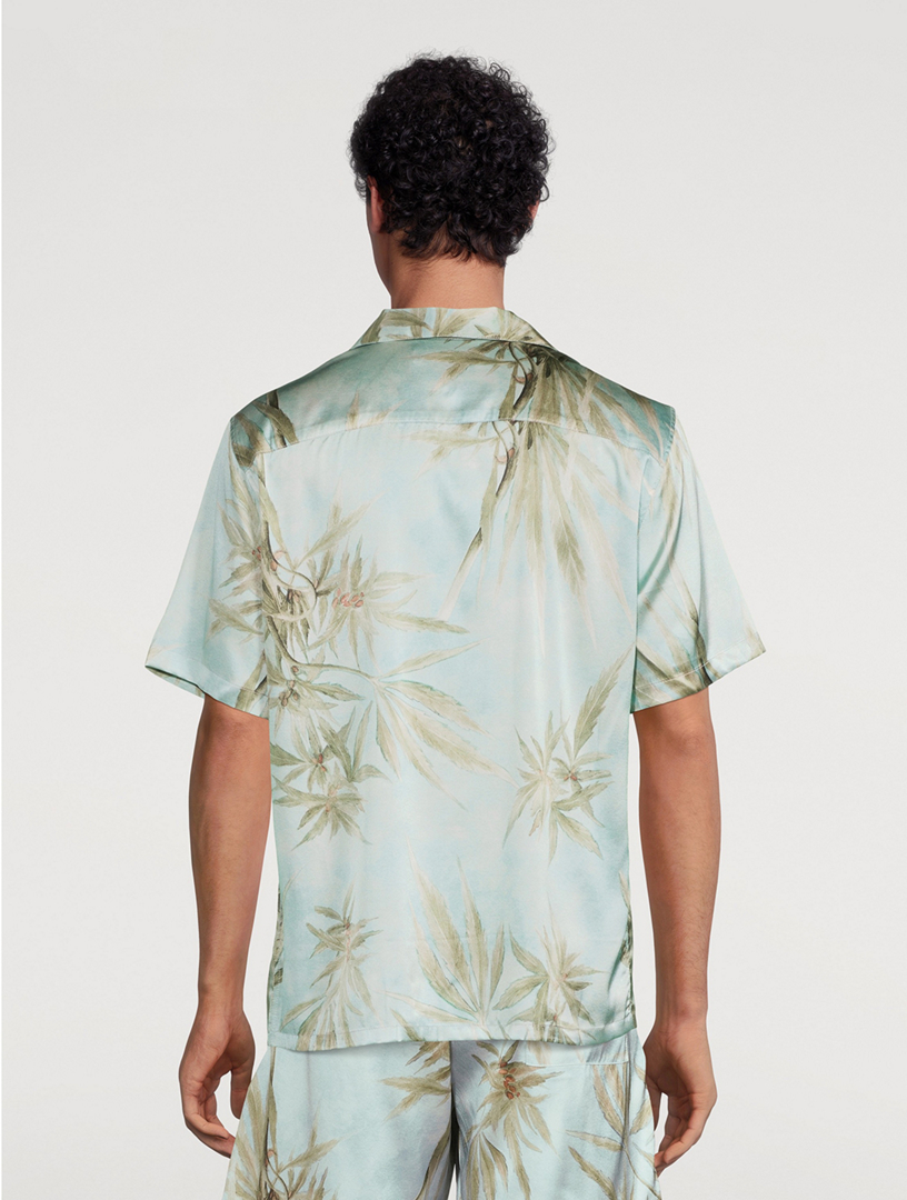 Silk Shirt Leaves Print