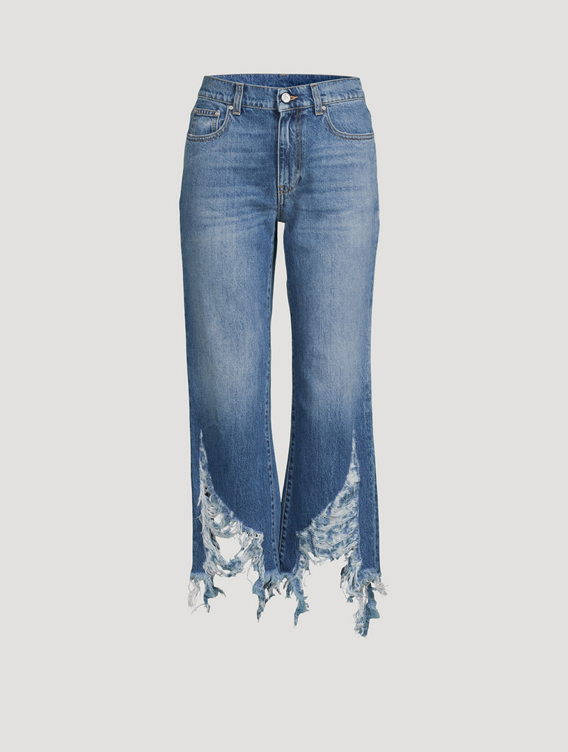 Shredded sales hem jeans