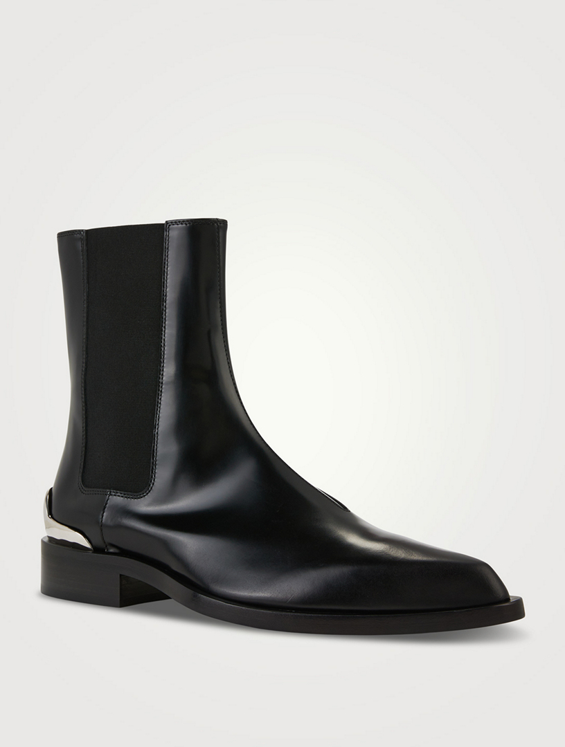 JIL SANDER Leather Chelsea Boots With Metal Heel | Holt Renfrew
