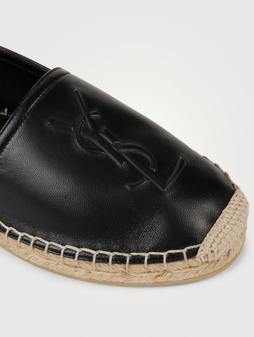 Saint Laurent Women's Cassandre Logo-embossed Leather Espadrilles