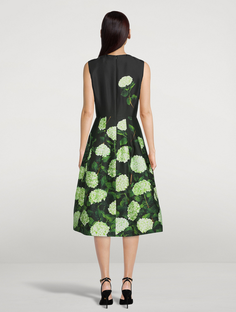 Degrade Mikado Dress In Hydrangea Print