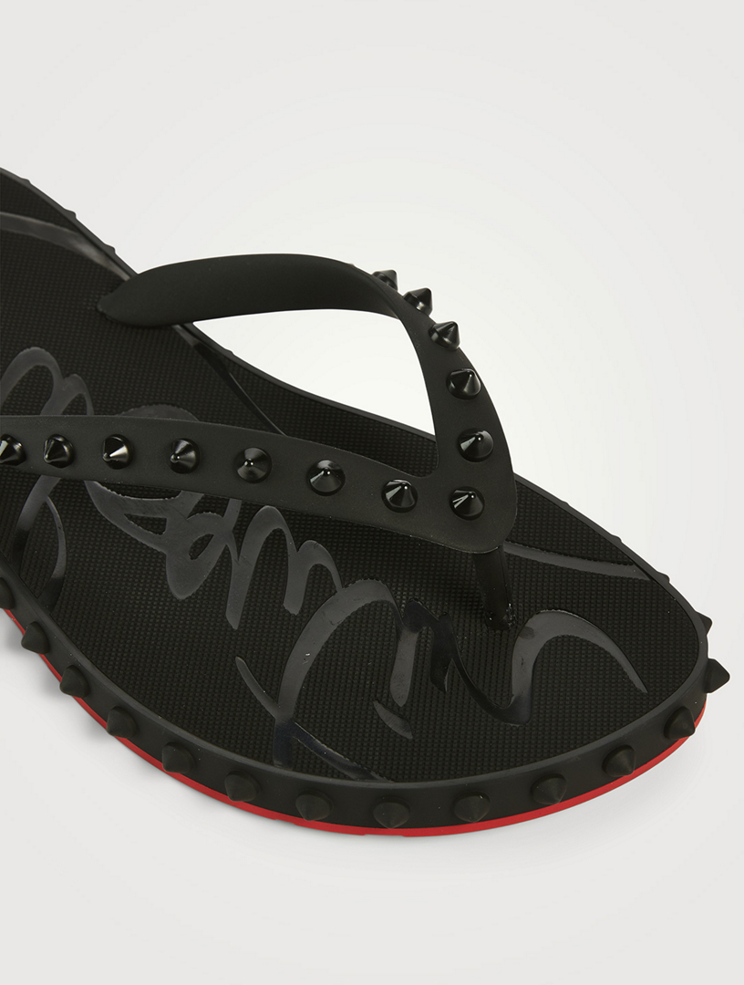 【Christian Louboutin】 Super Loubi thong sandals Super Loubi Flip spiked thong sandals in white - Christian