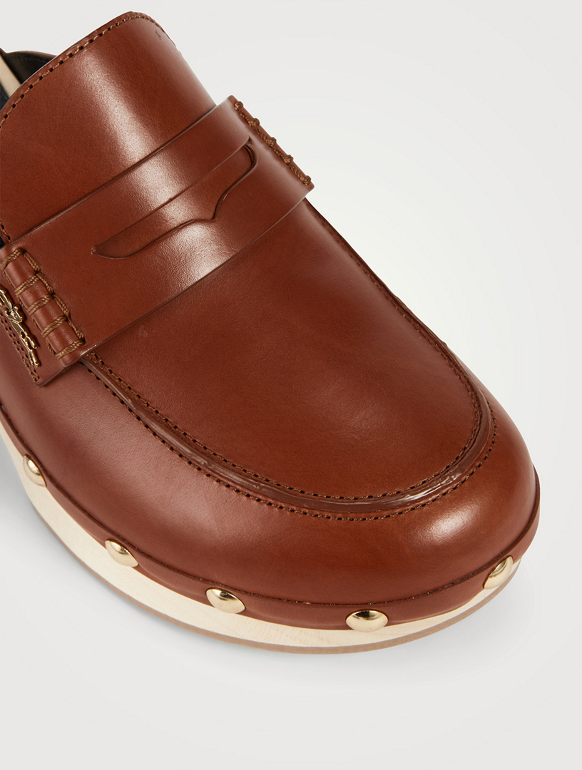 La Cigale Leather Clogs