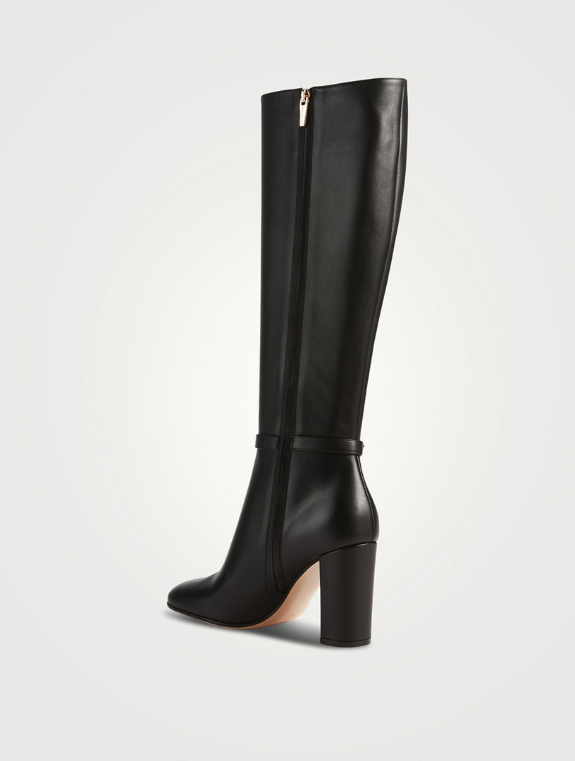 GIANVITO ROSSI Ribbon Leather Knee-High Boots  Black