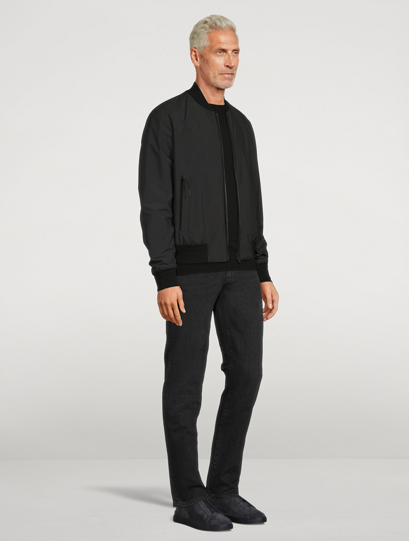 Zegna leather clearance bomber jacket