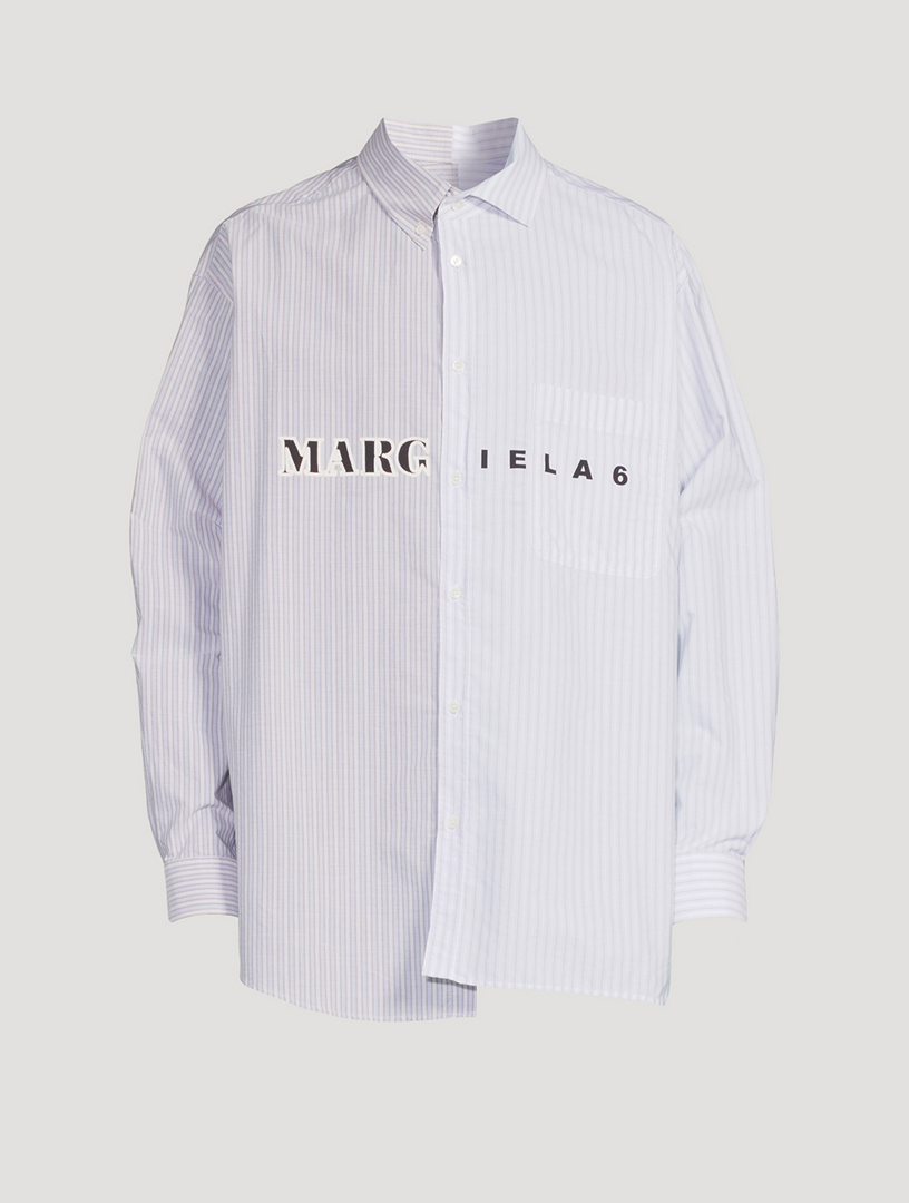 MM6 Maison Margiela Asymmetric Shirt In Striped Print | Holt Renfrew