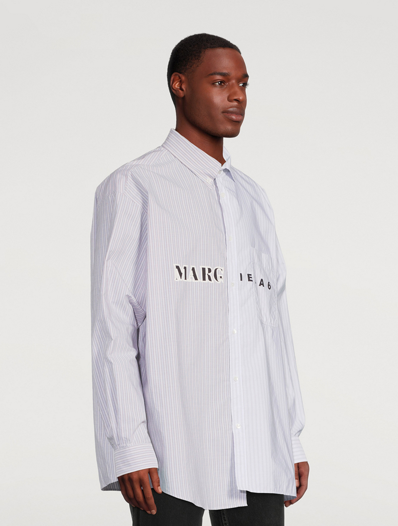 MM6 Maison Margiela Asymmetric Shirt In Striped Print | Holt Renfrew