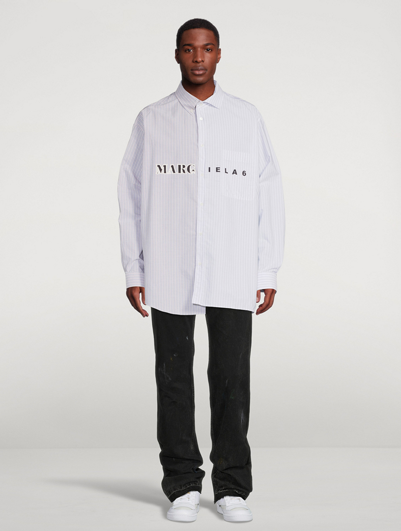 MM6 Maison Margiela Asymmetric Shirt In Striped Print | Holt Renfrew