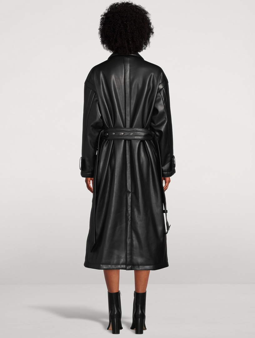 Emily Faux Leather Belted Trench Coat