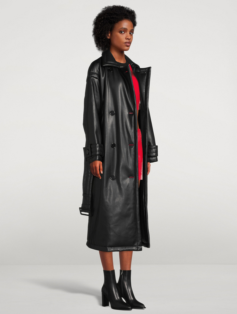 Emily Faux Leather Belted Trench Coat